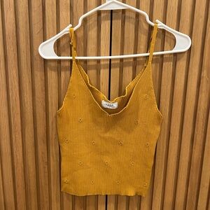 Mustard Yellow Ribbed Women's Top